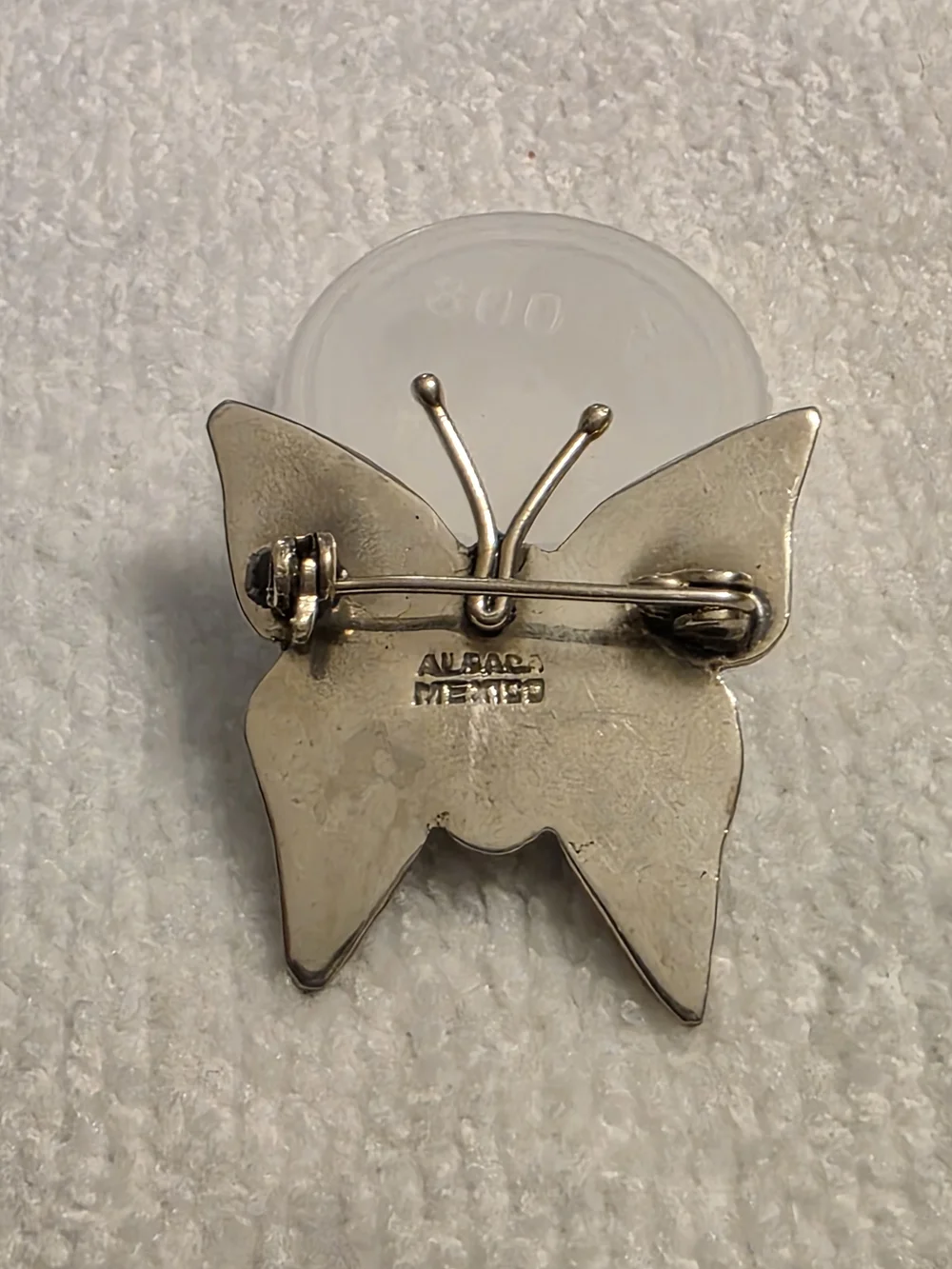 Vintage Mexican Sterling Silver Abalone Butterfly Brooch 2